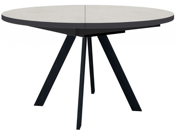 Кухонный раздвижной стол Dikline RD120 Хромикс белый/ножки черные в Бузулуке - изображение