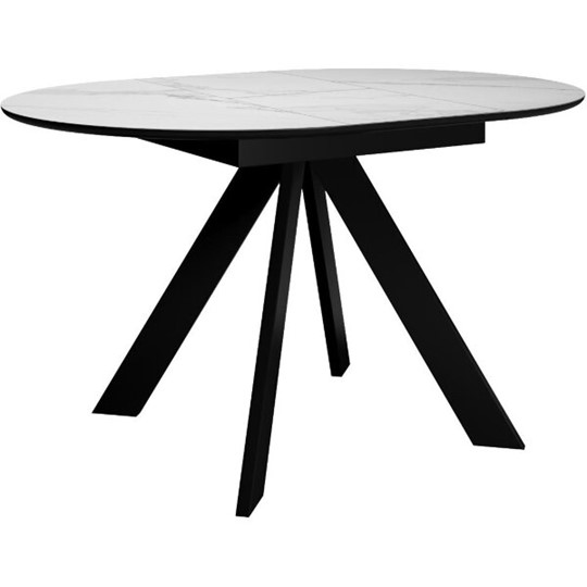 Кухонный стол раскладной DikLine SKC100 D1000 Керамика Белый мрамор / опоры черные в Бузулуке - изображение 2