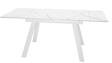 Стол раздвижной DikLine SKM140 Керамика Белый мрамор/подстолье белое/опоры белые (2 уп.) в Бузулуке - предосмотр 1