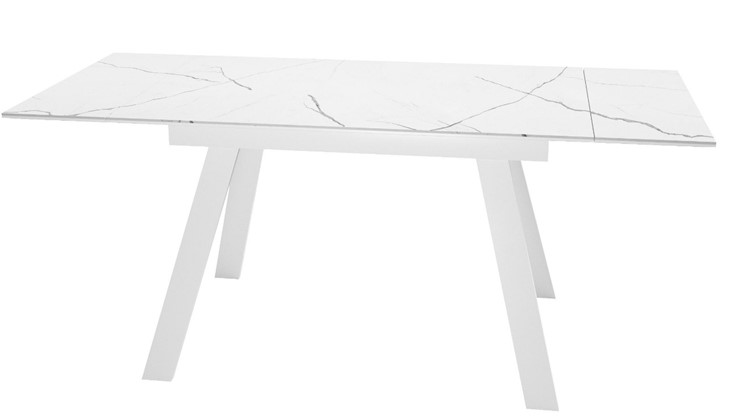 Стол раздвижной DikLine SKM140 Керамика Белый мрамор/подстолье белое/опоры белые (2 уп.) в Бузулуке - изображение 1