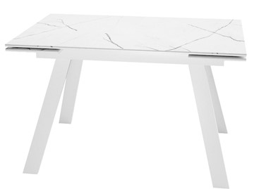 Стол раздвижной DikLine SKM140 Керамика Белый мрамор/подстолье белое/опоры белые (2 уп.) в Оренбурге