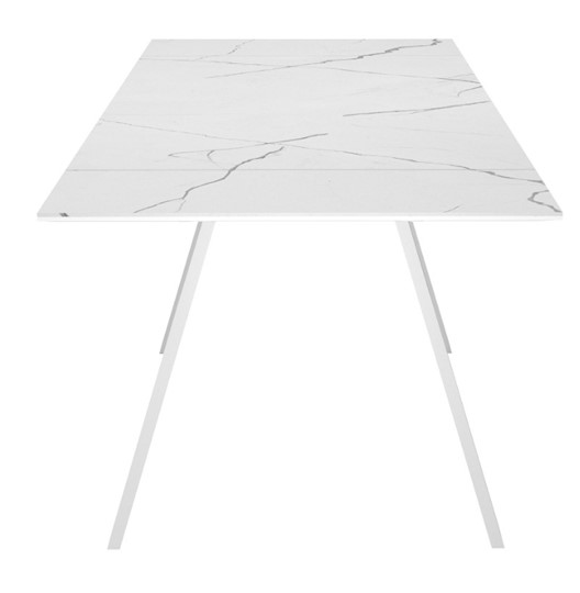 Стол раздвижной DikLine SKM140 Керамика Белый мрамор/подстолье белое/опоры белые (2 уп.) в Бузулуке - изображение 4