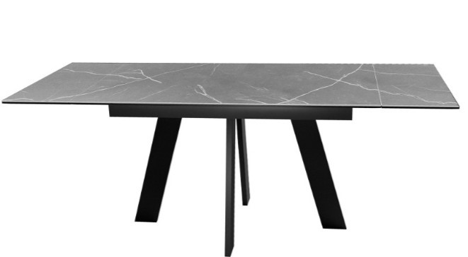 Обеденный раздвижной стол DikLine SKM140 Керамика серый мрамор/подстолье черное/опоры черные (2 уп.) в Бузулуке - изображение 2