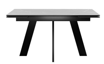 Обеденный раздвижной стол DikLine SKM140 Керамика серый мрамор/подстолье черное/опоры черные (2 уп.) в Бузулуке - предосмотр 3