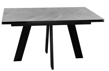Обеденный раздвижной стол DikLine SKM140 Керамика серый мрамор/подстолье черное/опоры черные (2 уп.) в Оренбурге