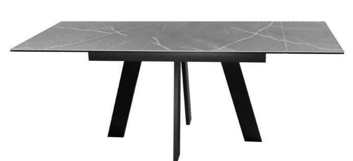 Обеденный раздвижной стол DikLine SKM140 Керамика серый мрамор/подстолье черное/опоры черные (2 уп.) в Бузулуке - изображение 4