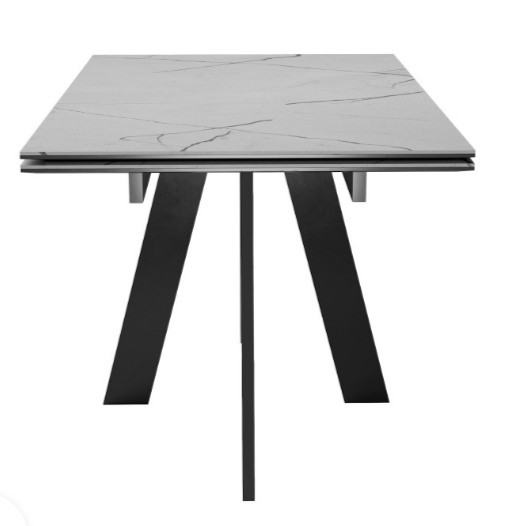 Обеденный раздвижной стол DikLine SKM140 Керамика серый мрамор/подстолье черное/опоры черные (2 уп.) в Бузулуке - изображение 5