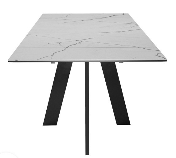 Обеденный раздвижной стол DikLine SKM140 Керамика серый мрамор/подстолье черное/опоры черные (2 уп.) в Бузулуке - изображение 6