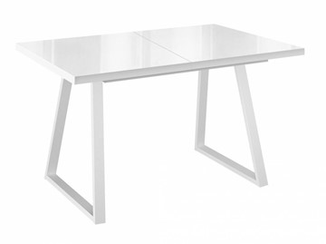 Кухонный стол раскладной Dikline ZBS120 Стекло белое/ножки белые в Орске