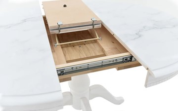 Кухонный стол раскладной Фабрицио-1 Glass Круг 820, Фотопечать (Мрамор №2) в Орске - предосмотр 4