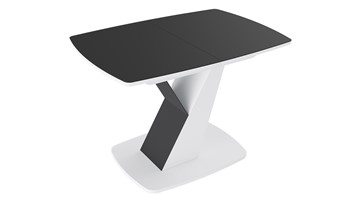 Кухонный раздвижной стол Гарда тип 1, цвет Белый/Стекло матовое черный графит в Орске