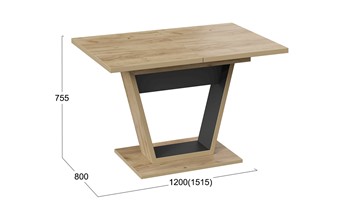 Кухонный раздвижной стол Гавана тип 1 (Дуб крафт золотой/Черный) в Орске - предосмотр 5