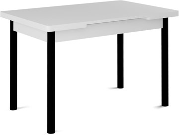 Раздвижной стол Милан-1 EVO, ноги металлические черные, белый цемент в Орске