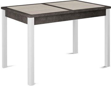 Кухонный раздвижной стол Ницца-1 ПЛ (ноги белые, плитка бежевая/серый камень) в Орске