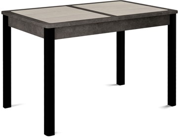 Кухонный раскладной стол Ницца-1 ПЛ (ноги черные, плитка бежевая/серый камень) в Орске