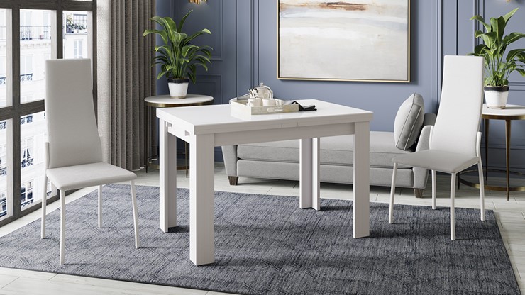 Кухонный стол раздвижной Норман тип 1, цвет Белый/Стекло белый глянец в Орске - изображение 3