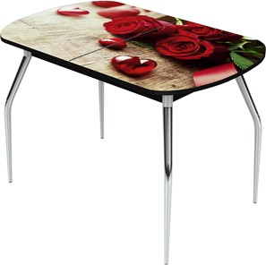 Кухонный стол раскладной Ривьера исп.1 ноги метал. крашеные №24 Фотопечать (Цветы №33) в Бузулуке