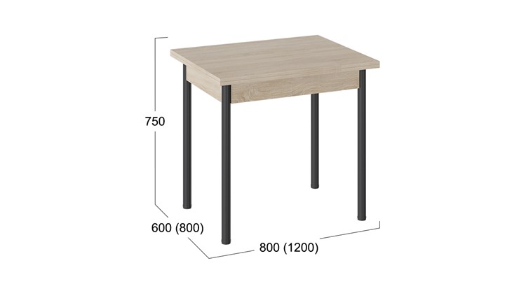 Обеденный раздвижной стол Родос тип 2 с опорой d40 (Черный муар/Дуб Сонома) в Бузулуке - изображение 2
