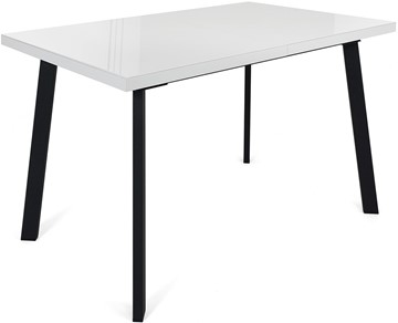Кухонный стол раздвижной Сальвадор-1G (ноги черные, стекло cristal/белый цемент) в Бузулуке