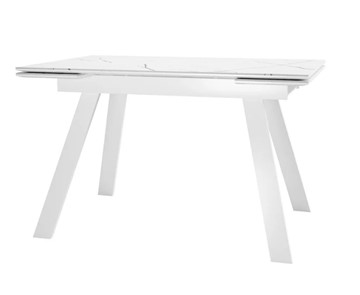 Кухонный стол раскладной SKL 140, керамика белый мрамор/подстолье белое/ножки белые в Бузулуке - предосмотр 1