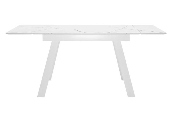 Кухонный стол раскладной SKL 140, керамика белый мрамор/подстолье белое/ножки белые в Бузулуке - изображение 2