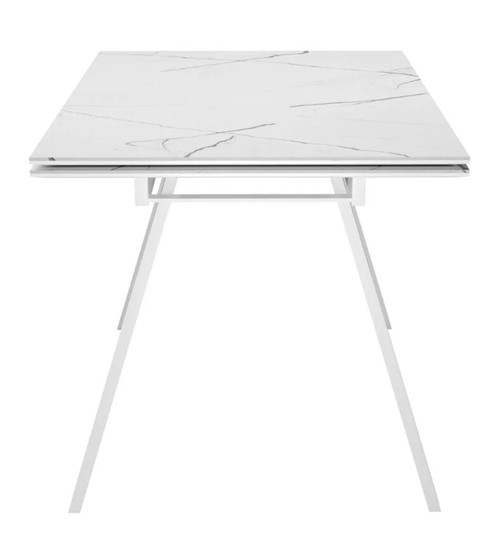 Кухонный стол раскладной SKL 140, керамика белый мрамор/подстолье белое/ножки белые в Оренбурге - изображение 3