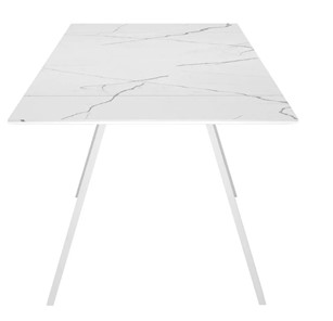 Кухонный стол раскладной SKL 140, керамика белый мрамор/подстолье белое/ножки белые в Оренбурге - предосмотр 4