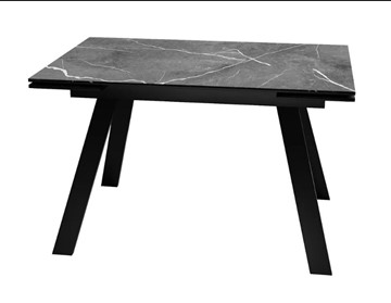 Стол раздвижной SKL 140, керамика черный мрамор/подстолье черное/ножки черные в Орске