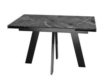 Стол раздвижной SKM 120, керамика черный мрамор/подстолье черное/ножки черные в Орске