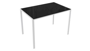 Обеденный стол Торрес тип 1 (Белый муар/Черный глянец) в Орске