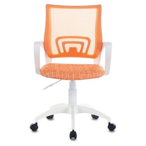 Кресло офисное Brabix Fly MG-396W (с подлокотниками, пластик белый, сетка, оранжевое с рисунком "Giraffe") 532402 в Орске - изображение 2