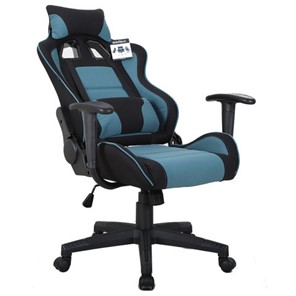 Компьютерное кресло Brabix GT Racer GM-100 (две подушки, ткань, черное/голубое) 531818 в Бузулуке - предосмотр 1