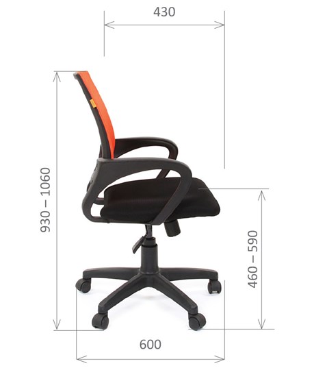 Офисное кресло CHAIRMAN 696 black Сетчатый акрил DW66 оранжевый в Орске - изображение 2