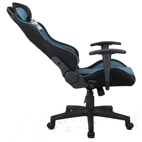 Компьютерное кресло Brabix GT Racer GM-100 (две подушки, ткань, черное/голубое) 531818 в Бузулуке - изображение 3