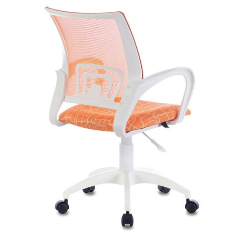 Кресло офисное Brabix Fly MG-396W (с подлокотниками, пластик белый, сетка, оранжевое с рисунком "Giraffe") 532402 в Орске - изображение 1