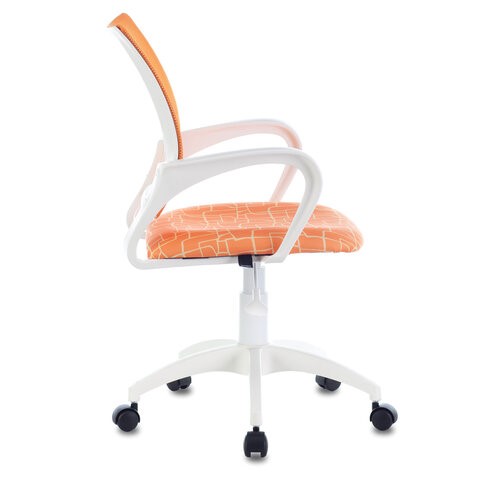 Кресло офисное Brabix Fly MG-396W (с подлокотниками, пластик белый, сетка, оранжевое с рисунком "Giraffe") 532402 в Орске - изображение 3