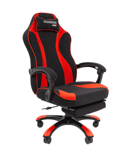 Игровое кресло CHAIRMAN GAME 35 с выдвижной подставкой для ног Ткань  черная / Ткань красная в Бузулуке