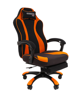 Игровое кресло CHAIRMAN GAME 35 с выдвижной подставкой для ног Ткань черная / Ткань оранжевая в Бузулуке