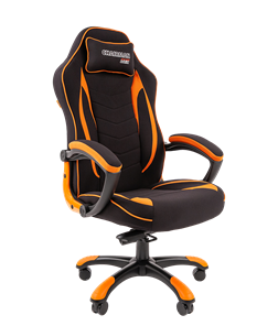 Кресло игровое CHAIRMAN GAME 28 Полиэстер комбинированная ткань оранжевый/черный в Бузулуке