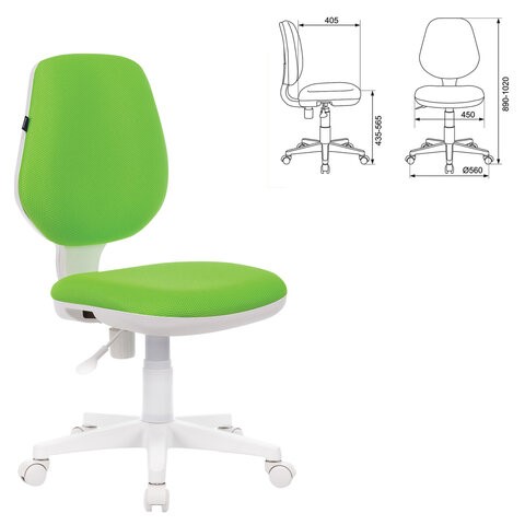 Компьютерное кресло Brabix Fancy MG-201W (без подлокотников, пластик белый, салатовое) 532414 в Бузулуке - изображение 4