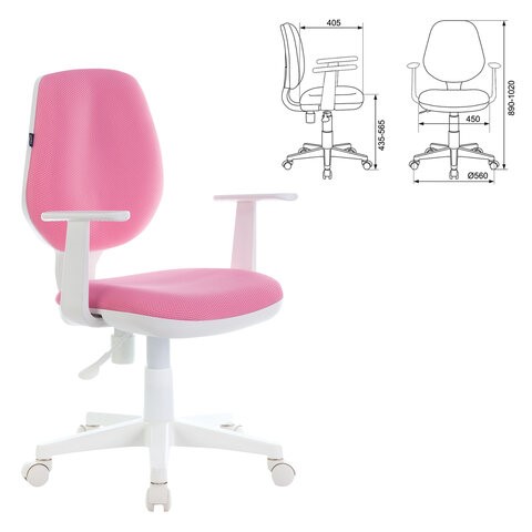 Кресло Brabix Fancy MG-201W (с подлокотниками, пластик белый, розовое) 532409 в Бузулуке - изображение 3
