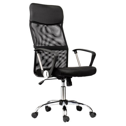 Кресло офисное BRABIX "Flash MG-302", с подлокотниками, хром, черное, 530867 в Бузулуке - изображение