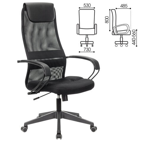 Кресло компьютерное Brabix Premium Stalker EX-608 PL (ткань-сетка/кожзам, черное) 532090 в Бузулуке - изображение 11