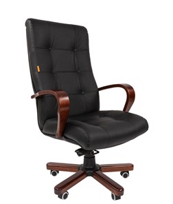 Кресло компьютерное CHAIRMAN 424 WD Кожа черная в Бузулуке