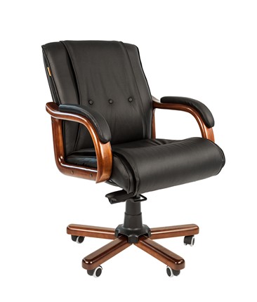 Кресло компьютерное CHAIRMAN 653M кожа черная в Орске - изображение