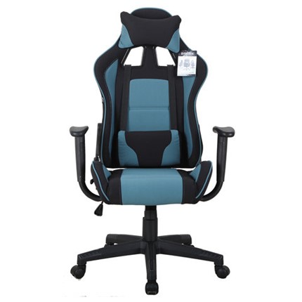 Компьютерное кресло Brabix GT Racer GM-100 (две подушки, ткань, черное/голубое) 531818 в Бузулуке - изображение