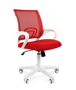 Кресло компьютерное CHAIRMAN 696 white, ткань, цвет красный в Бузулуке