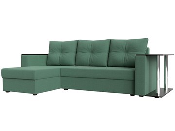 Угловой диван с оттоманкой Атланта Лайт, Амур зеленый (микровельвет) в Бузулуке
