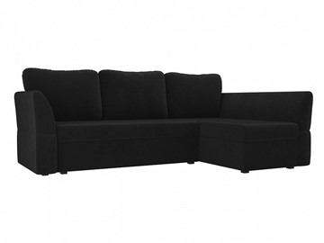 Угловой диван с оттоманкой Гесен, Черный (велюр) в Бузулуке