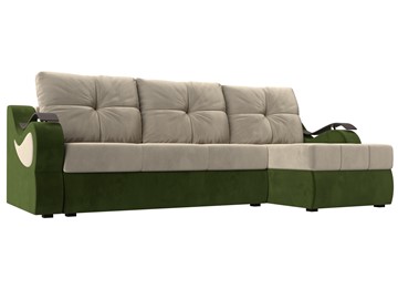 Угловой диван Меркурий, Бежевый/зеленый (вельвет) в Бузулуке